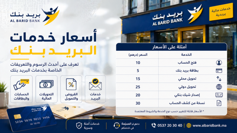 أسعار خدمات البريد بنك