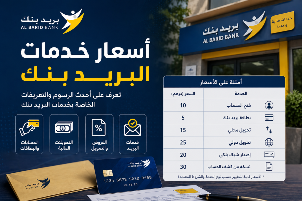 أسعار خدمات البريد بنك